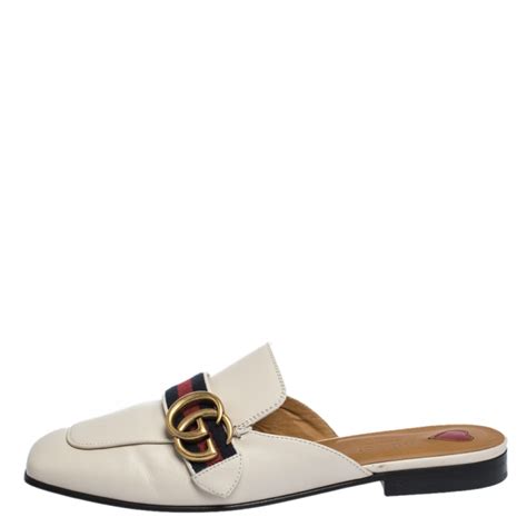 gucci peyton white|Gucci Peyton Leather Slipper .